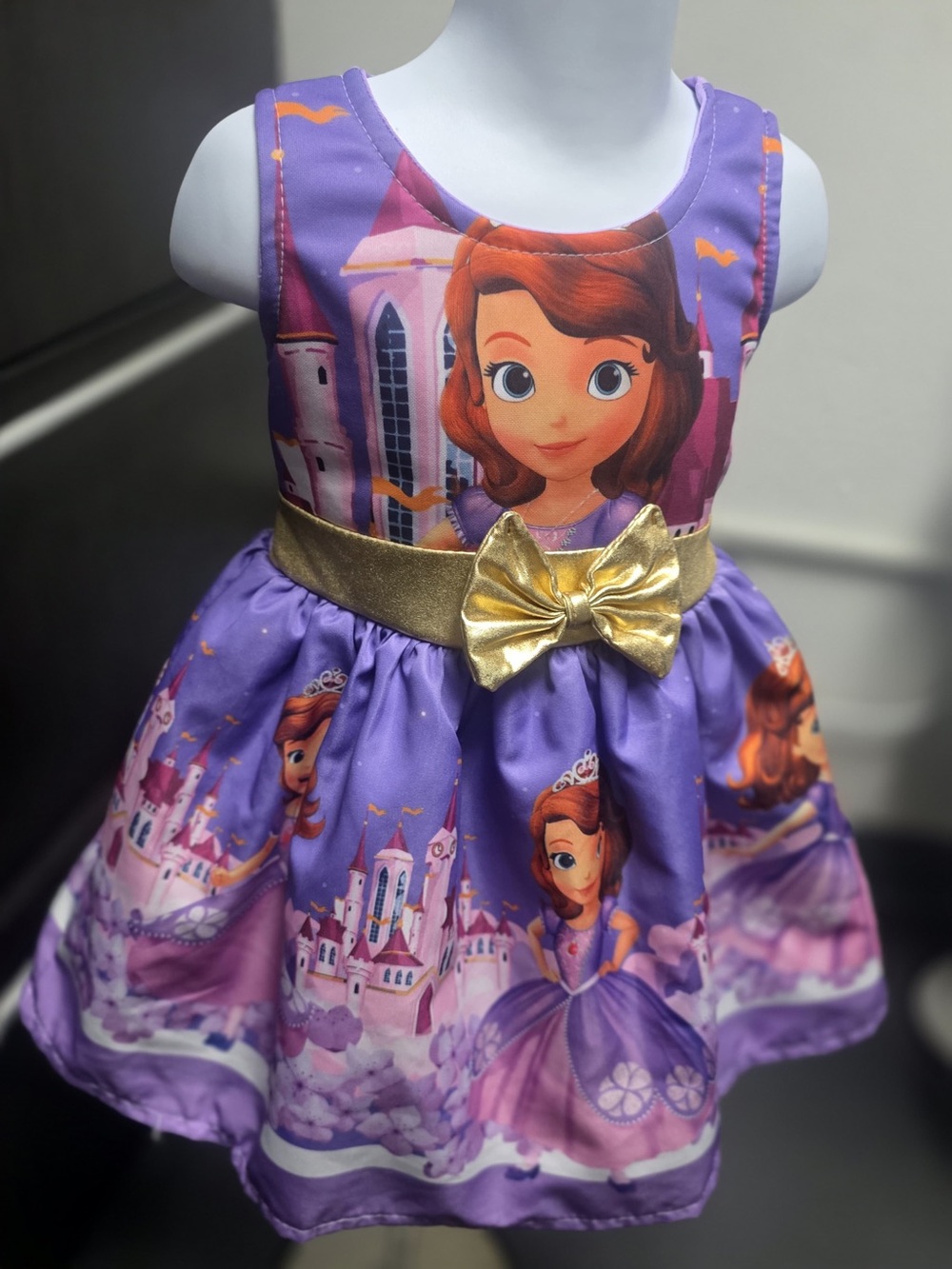 Disney Purple Princess Dress with Gold Bow